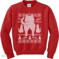 Ugly Christmas Sweater Festive Cat Butt Kids Sweatshirt thumb 0