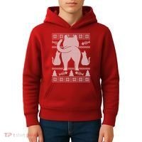 Ugly Christmas Sweater Festive Cat Butt Kids Hoodie thumb 4