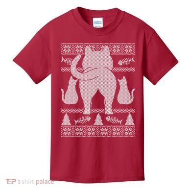 Ugly Christmas Sweater Festive Cat Butt Kids T-Shirt