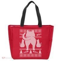 Ugly Christmas Sweater Festive Cat Butt Tote Bag thumb 0