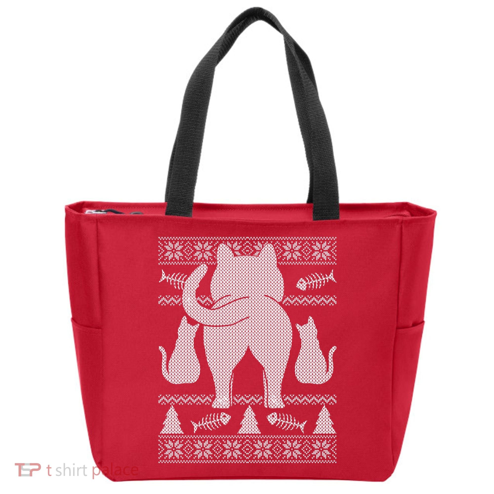 Ugly Christmas Sweater Festive Cat Butt Tote Bag