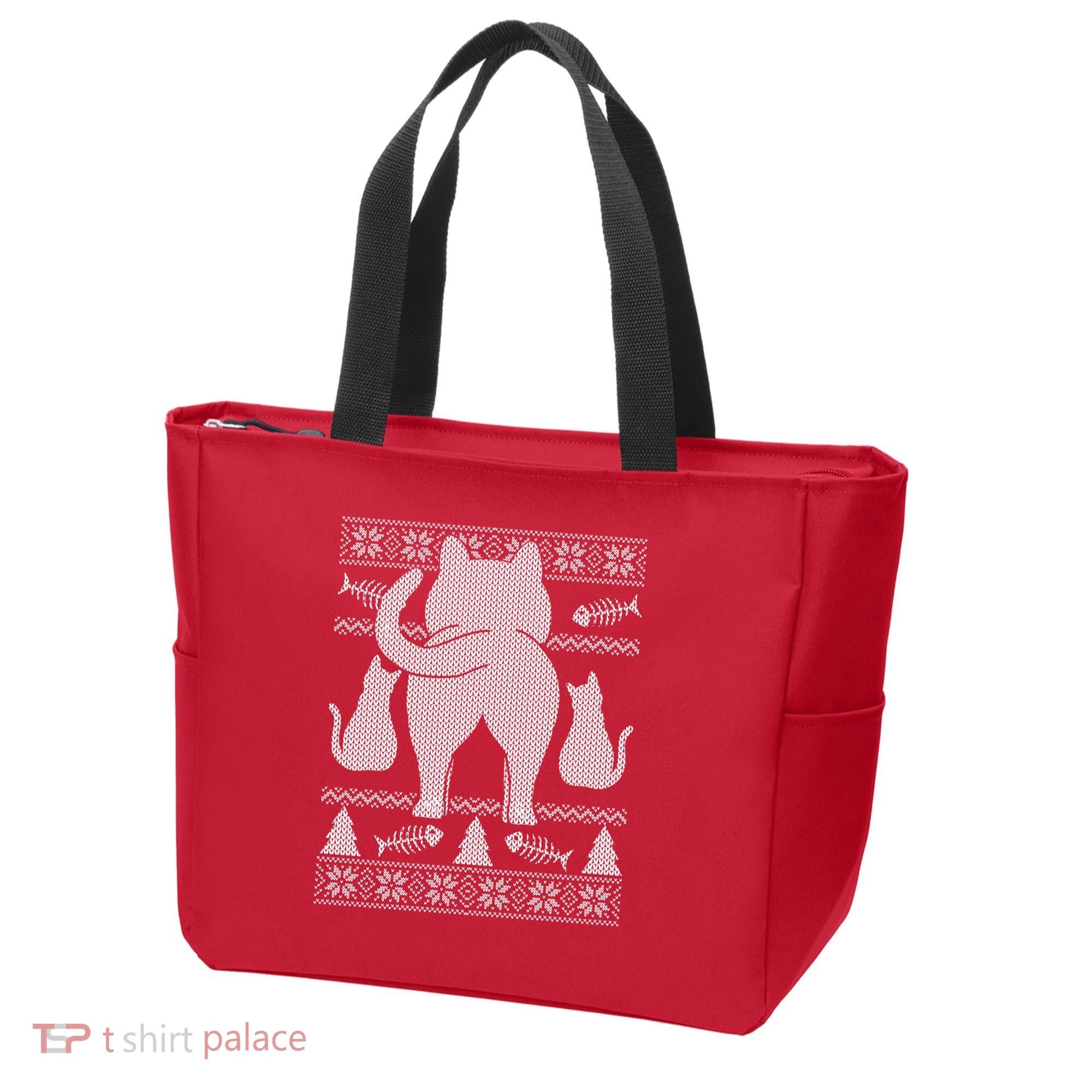 Ugly Christmas Sweater Festive Cat Butt Tote Bag