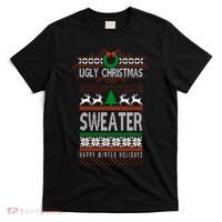 Ugly Christmas Sweater Happy Winter Holidays T-Shirt thumb 0