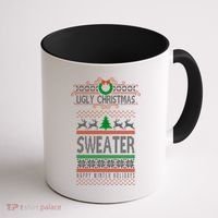 Ugly Christmas Sweater Happy Winter Holidays Coffee Mug thumb 1