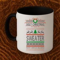 Ugly Christmas Sweater Happy Winter Holidays Coffee Mug thumb 2