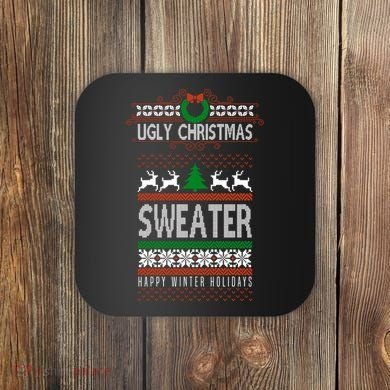 Ugly Christmas Sweater Happy Winter Holidays Coaster