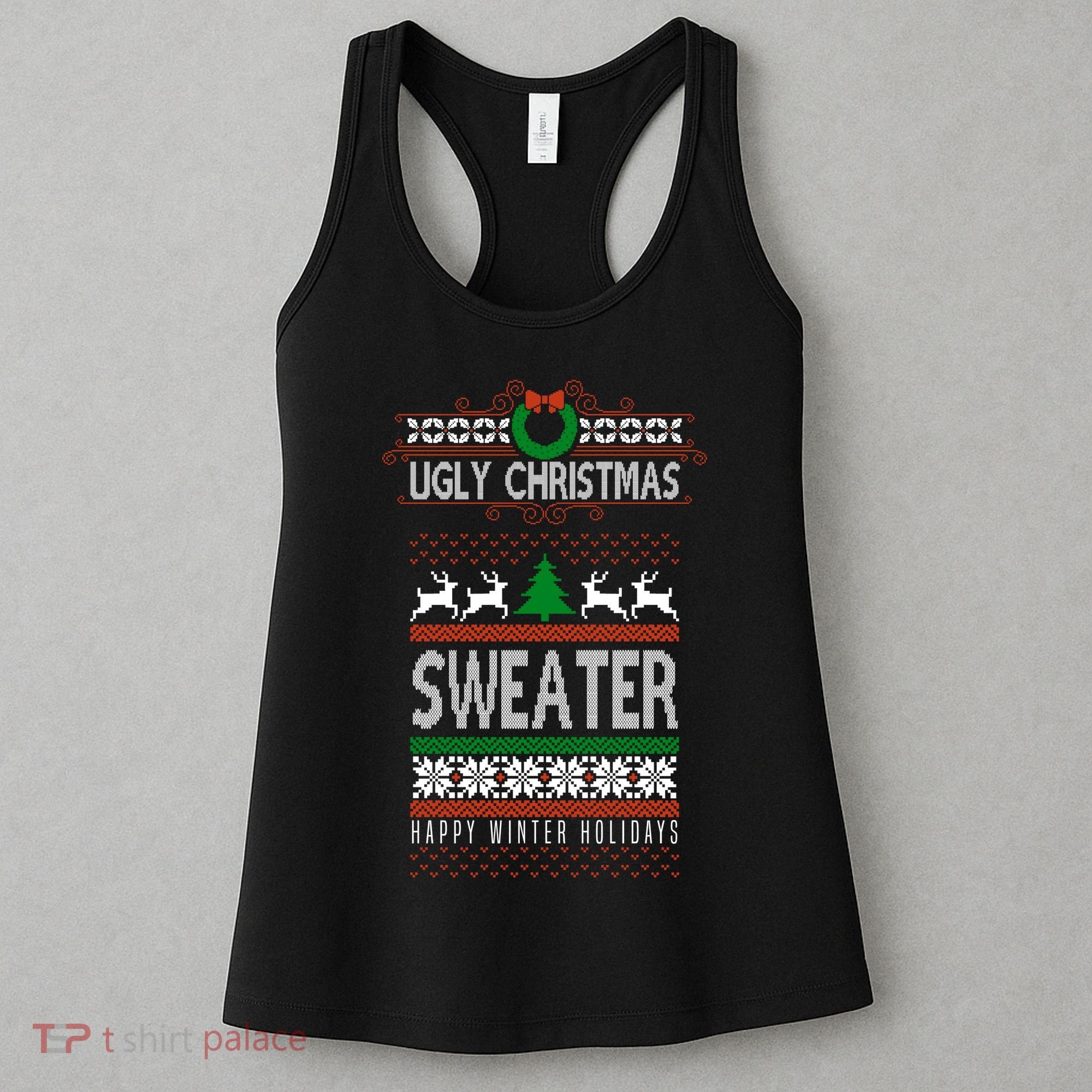 Ugly Christmas Sweater Happy Winter Holidays Women's Tank Top