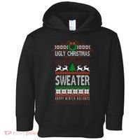 Ugly Christmas Sweater Happy Winter Holidays Toddler Hoodie thumb 0