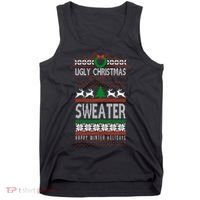 Ugly Christmas Sweater Happy Winter Holidays Tank Top thumb 0