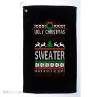 Ugly Christmas Sweater Happy Winter Holidays Golf Towel thumb 0