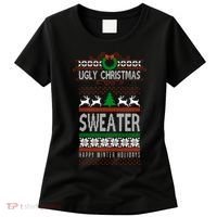 Ugly Christmas Sweater Happy Winter Holidays Women's T-Shirt thumb 0