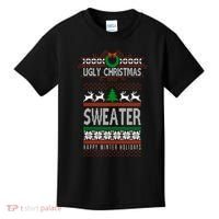 Ugly Christmas Sweater Happy Winter Holidays Kids T-Shirt thumb 0