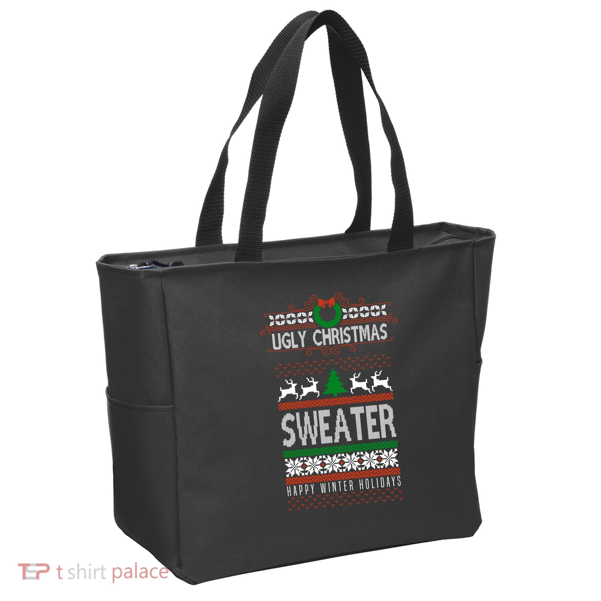Ugly Christmas Sweater Happy Winter Holidays Tote Bag