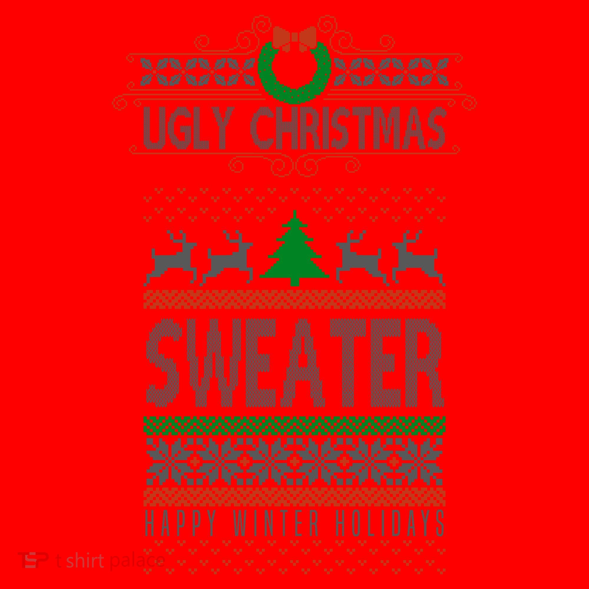 Ugly Christmas Sweater Happy Winter Holidays Santa Hat