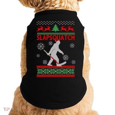 Ugly Christmas Sweater Hockey Sasquatch Doggie Tank