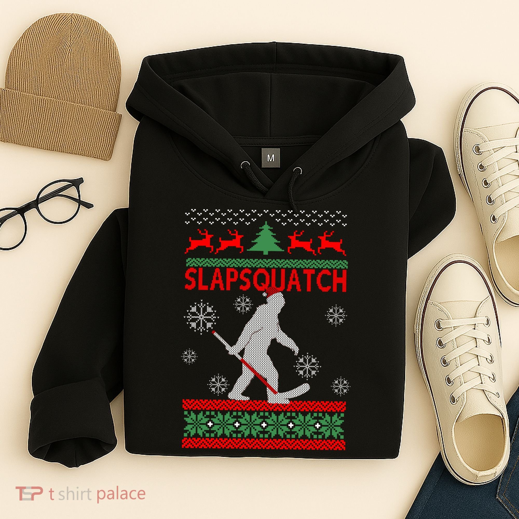 Ugly Christmas Sweater Hockey Sasquatch Hoodie
