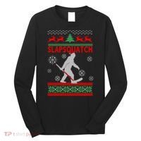 Ugly Christmas Sweater Hockey Sasquatch Long Sleeve Shirt thumb 0