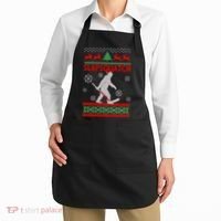 Ugly Christmas Sweater Hockey Sasquatch Apron thumb 2