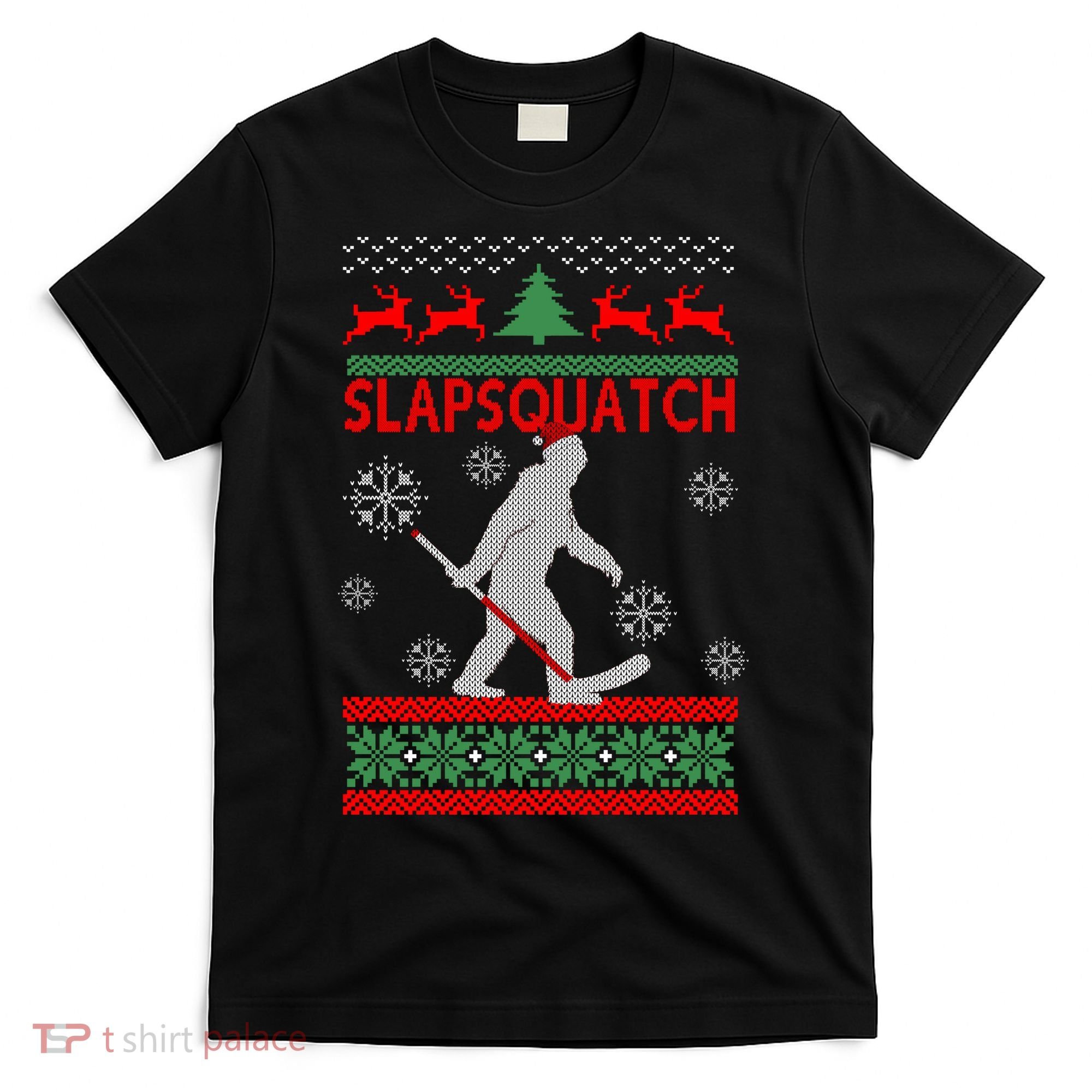 Ugly Christmas Sweater Hockey Sasquatch T-Shirt