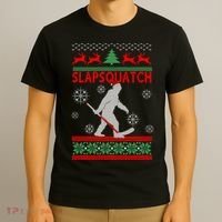Ugly Christmas Sweater Hockey Sasquatch T-Shirt thumb 3
