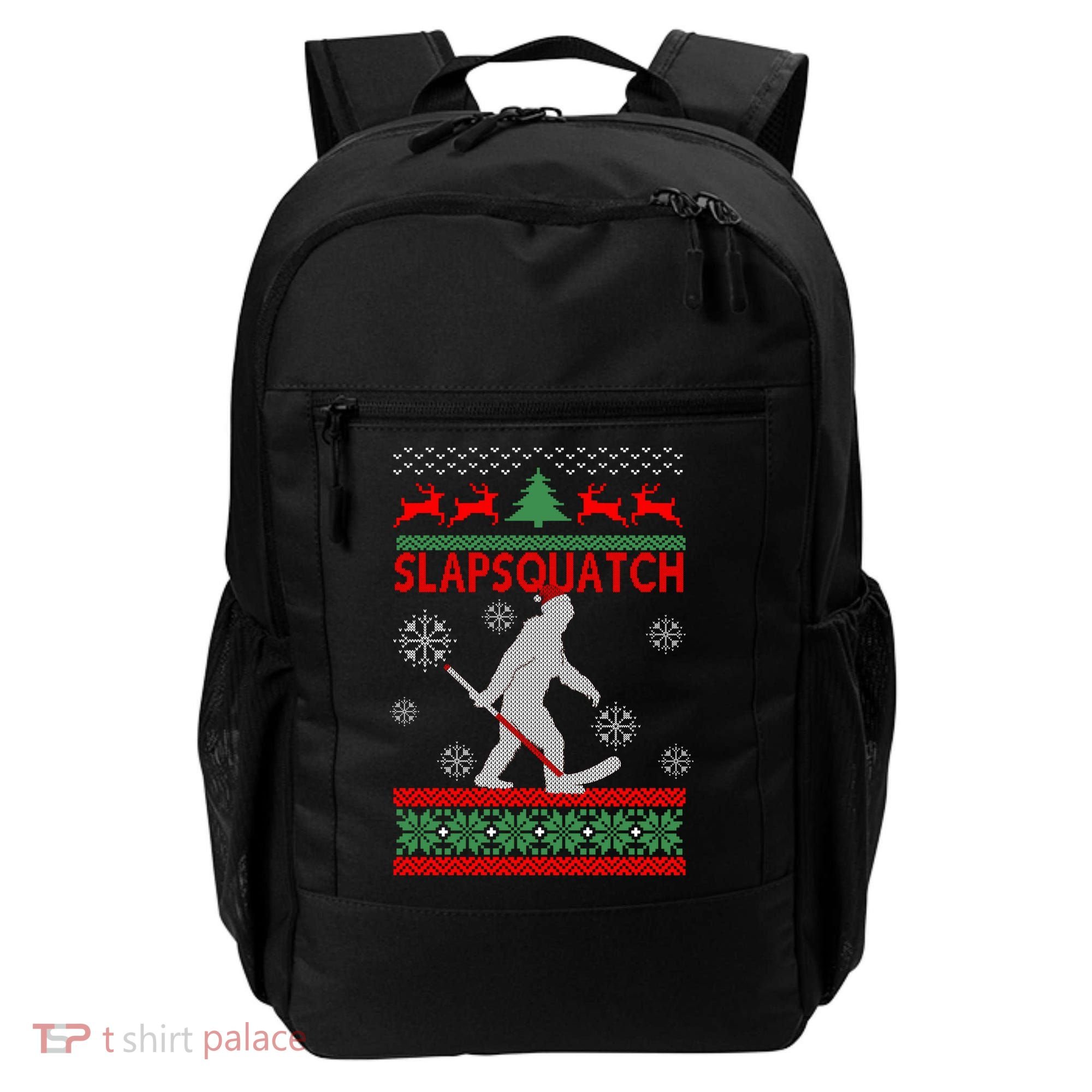 Ugly Christmas Sweater Hockey Sasquatch Backpack