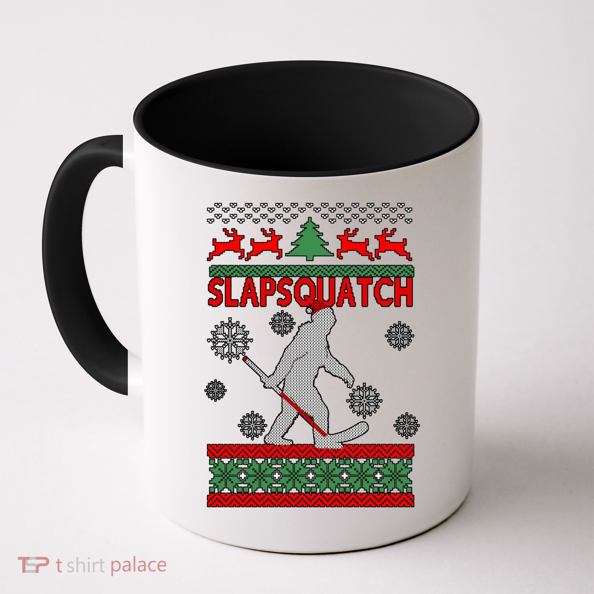Ugly Christmas Sweater Hockey Sasquatch Coffee Mug