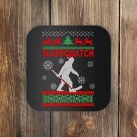 Ugly Christmas Sweater Hockey Sasquatch Coaster thumb 0