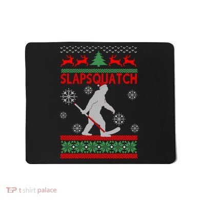 Ugly Christmas Sweater Hockey Sasquatch Mousepad