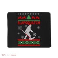 Ugly Christmas Sweater Hockey Sasquatch Mousepad thumb 0