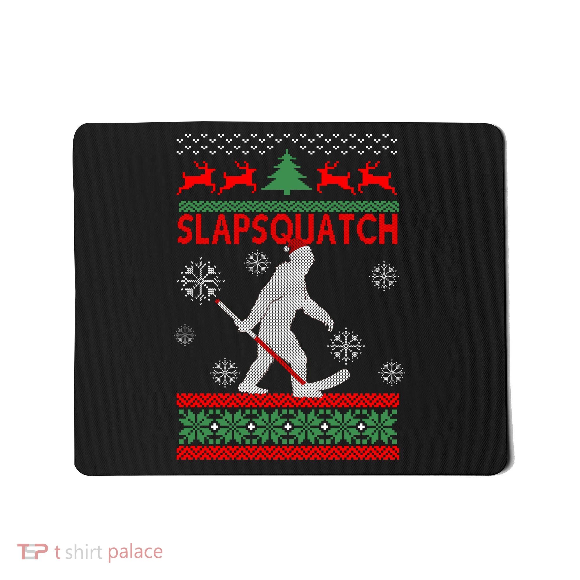 Ugly Christmas Sweater Hockey Sasquatch Mousepad