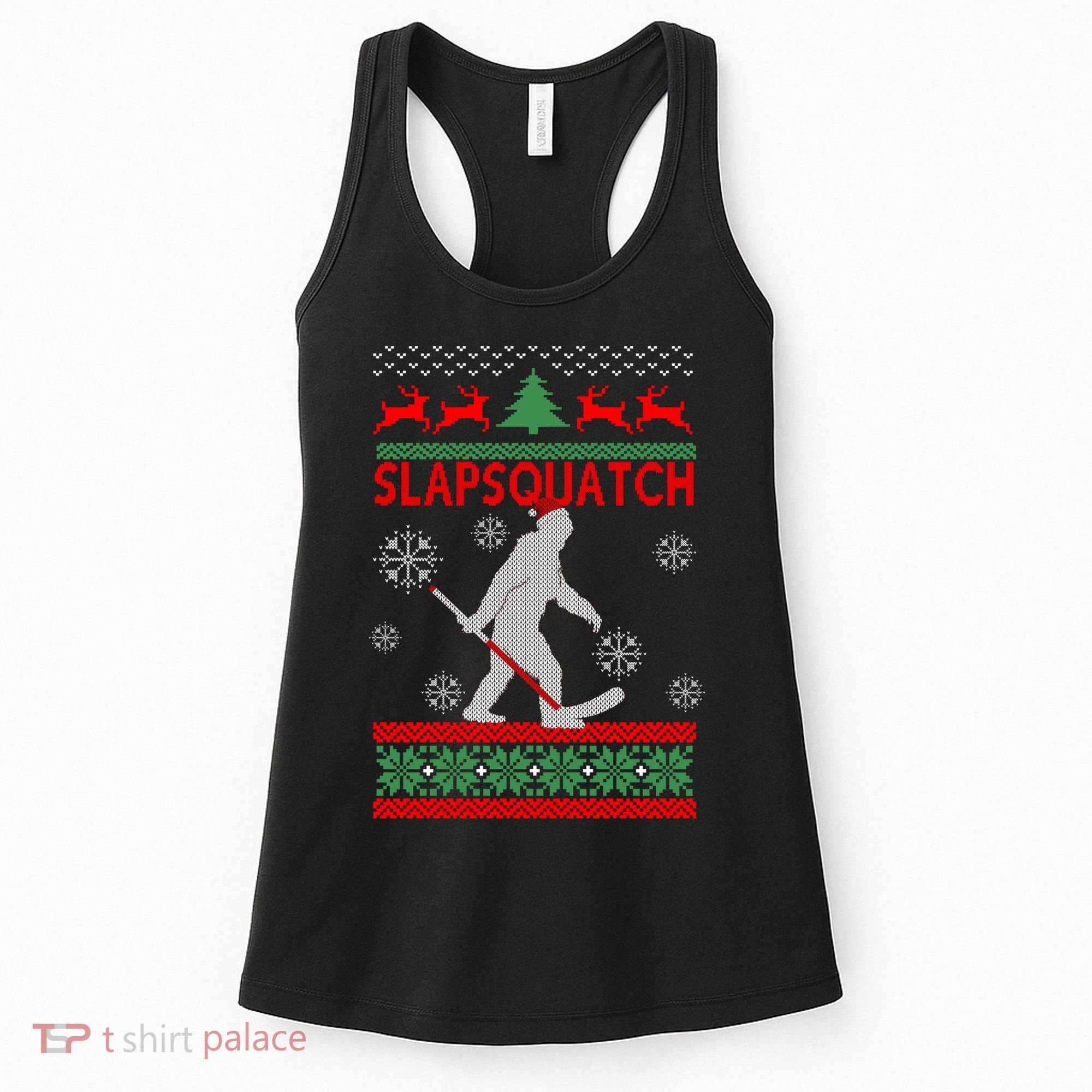 Ugly Christmas Sweater Hockey Sasquatch Women's Tank Top