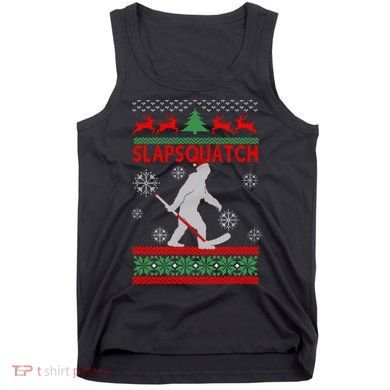 Ugly Christmas Sweater Hockey Sasquatch Tank Top