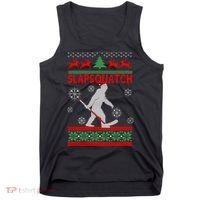 Ugly Christmas Sweater Hockey Sasquatch Tank Top thumb 0