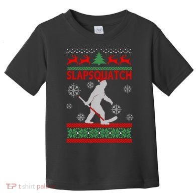 Ugly Christmas Sweater Hockey Sasquatch Toddler T-Shirt