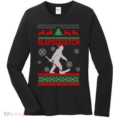 Ugly Christmas Sweater Hockey Sasquatch Women's Long Sleeve Shirt