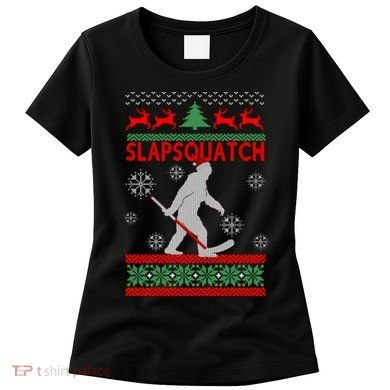 Ugly Christmas Sweater Hockey Sasquatch Women's T-Shirt