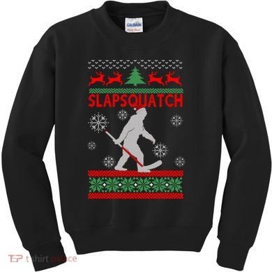 Ugly Christmas Sweater Hockey Sasquatch Kids Sweatshirt