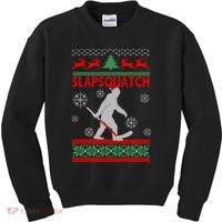 Ugly Christmas Sweater Hockey Sasquatch Kids Sweatshirt thumb 0