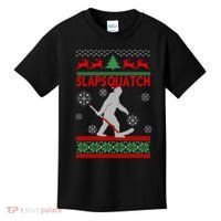 Ugly Christmas Sweater Hockey Sasquatch Kids T-Shirt thumb 0