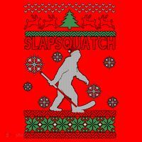 Ugly Christmas Sweater Hockey Sasquatch Santa Hat thumb 1