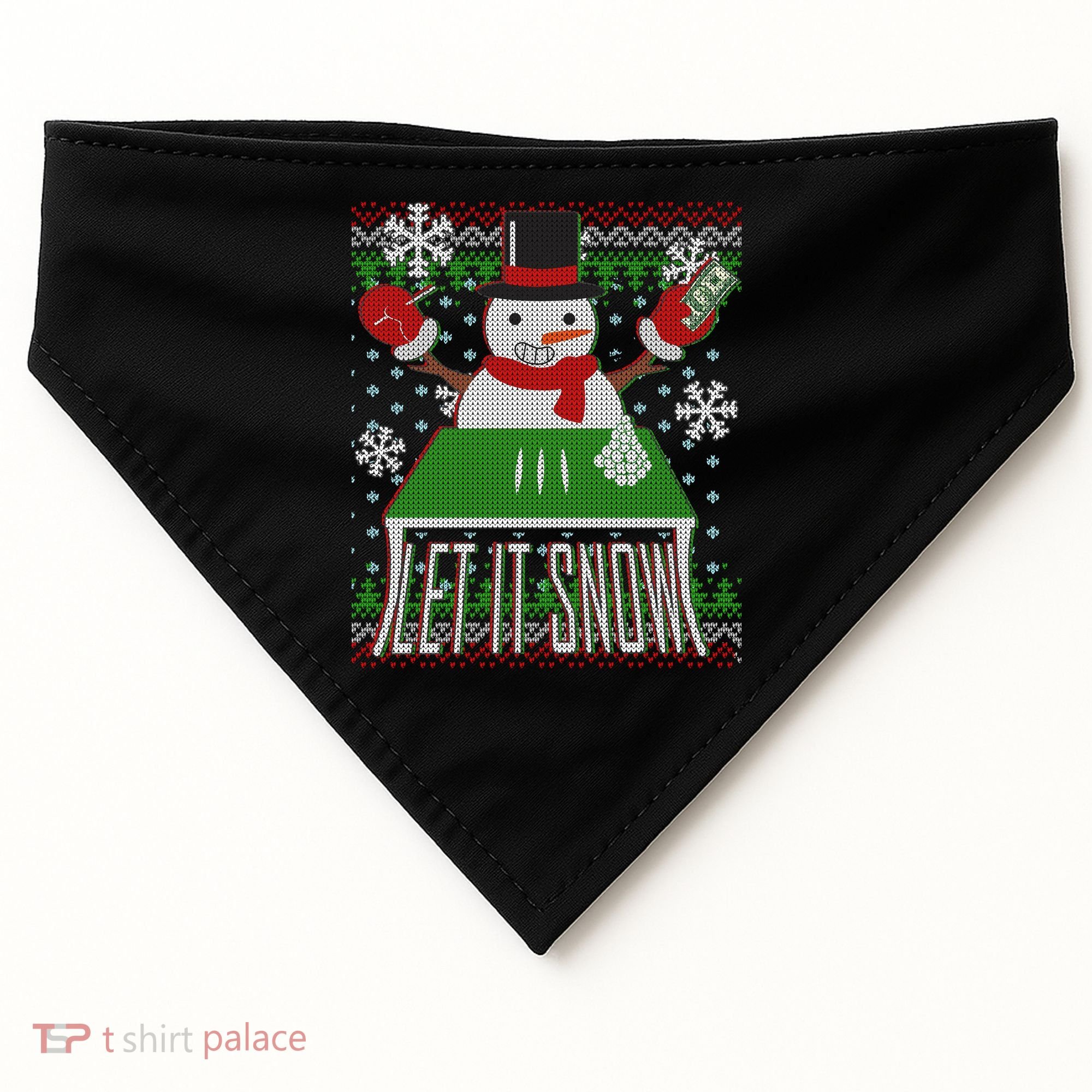 Ugly Christmas Sweater Let It Snow Frosty Snowman On Drugs USA-Made Doggie Bandana