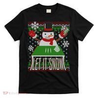 Ugly Christmas Sweater Let It Snow Frosty Snowman On Drugs T-Shirt thumb 0