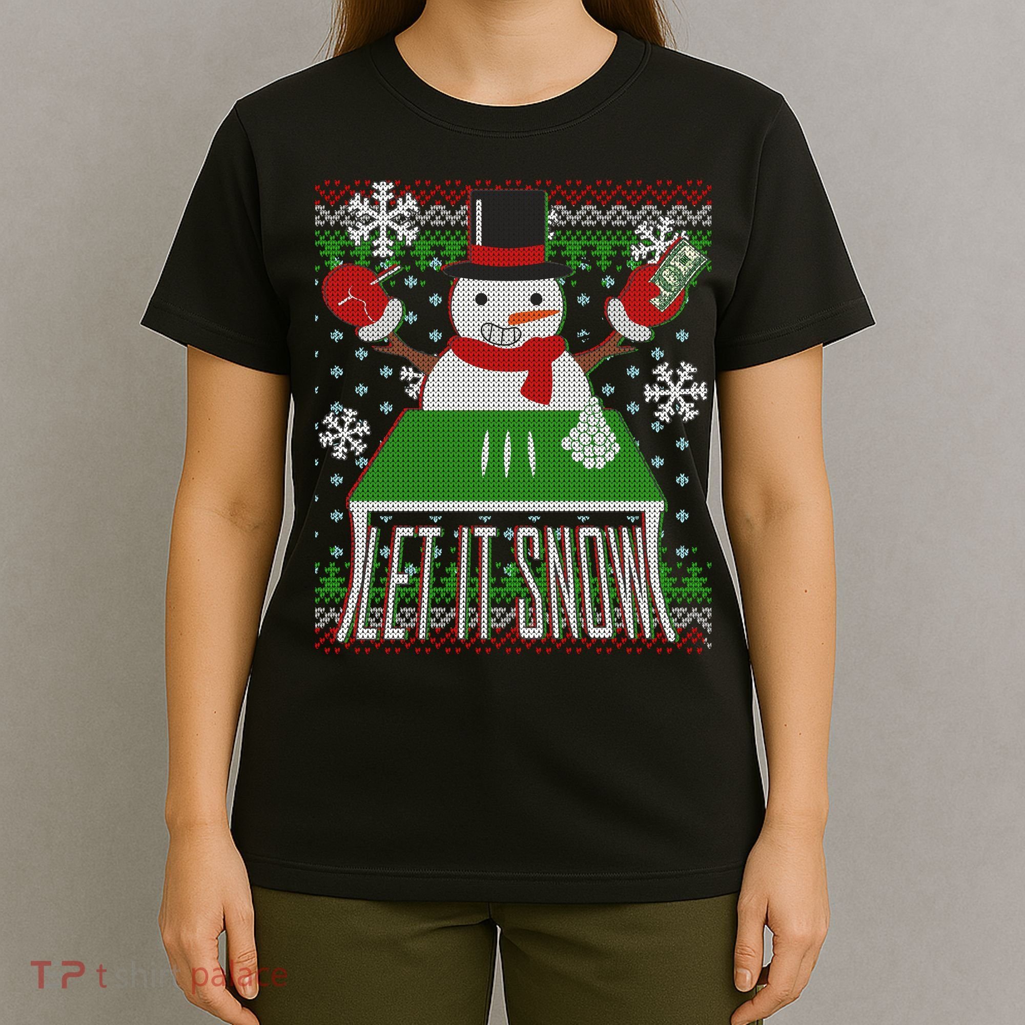 Ugly Christmas Sweater Let It Snow Frosty Snowman On Drugs T-Shirt