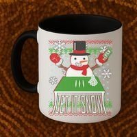 Ugly Christmas Sweater Let It Snow Frosty Snowman On Drugs Coffee Mug thumb 2