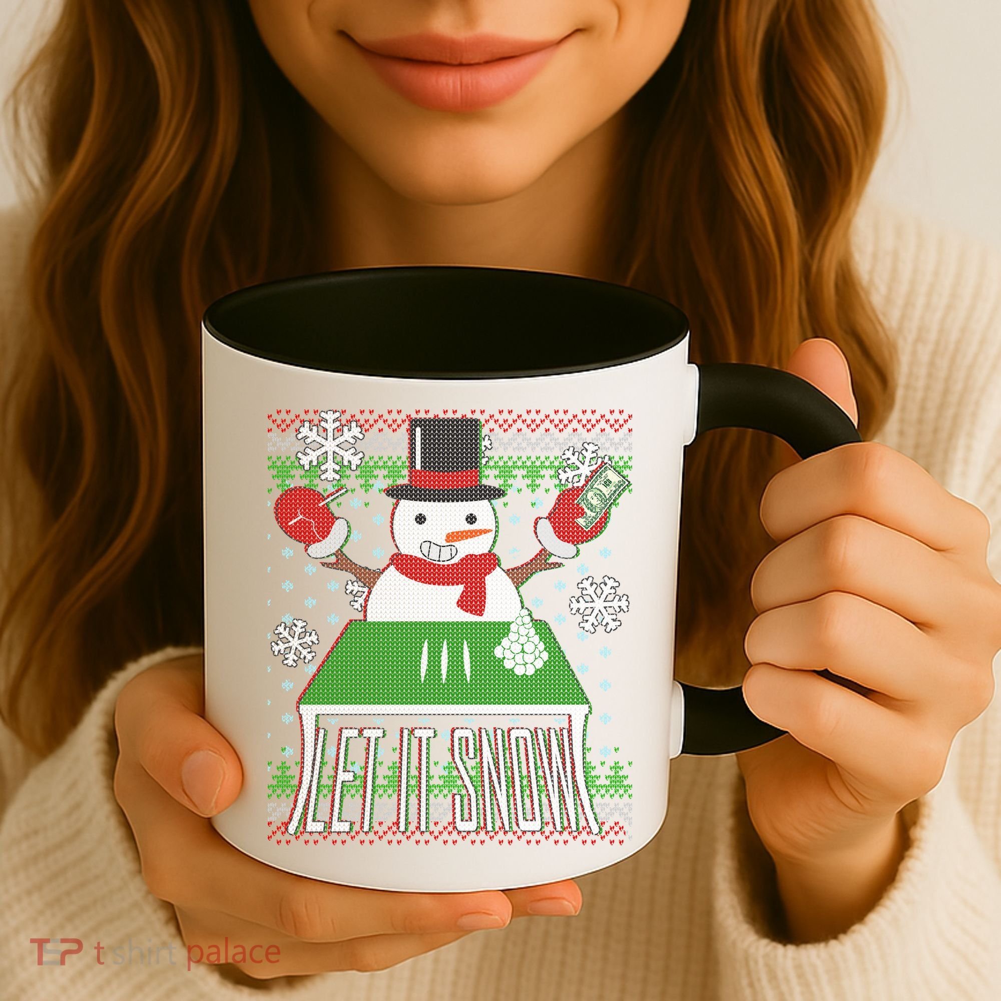 Ugly Christmas Sweater Let It Snow Frosty Snowman On Drugs Coffee Mug