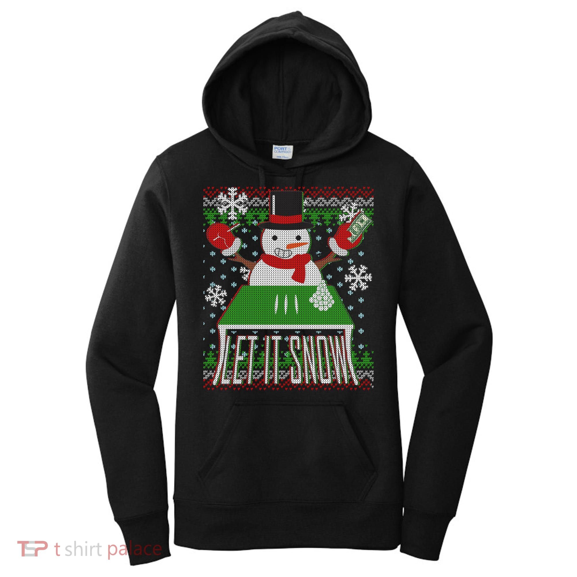 Ugly Christmas Sweater Let It Snow Frosty Snowman On Drugs Women's Hoodie