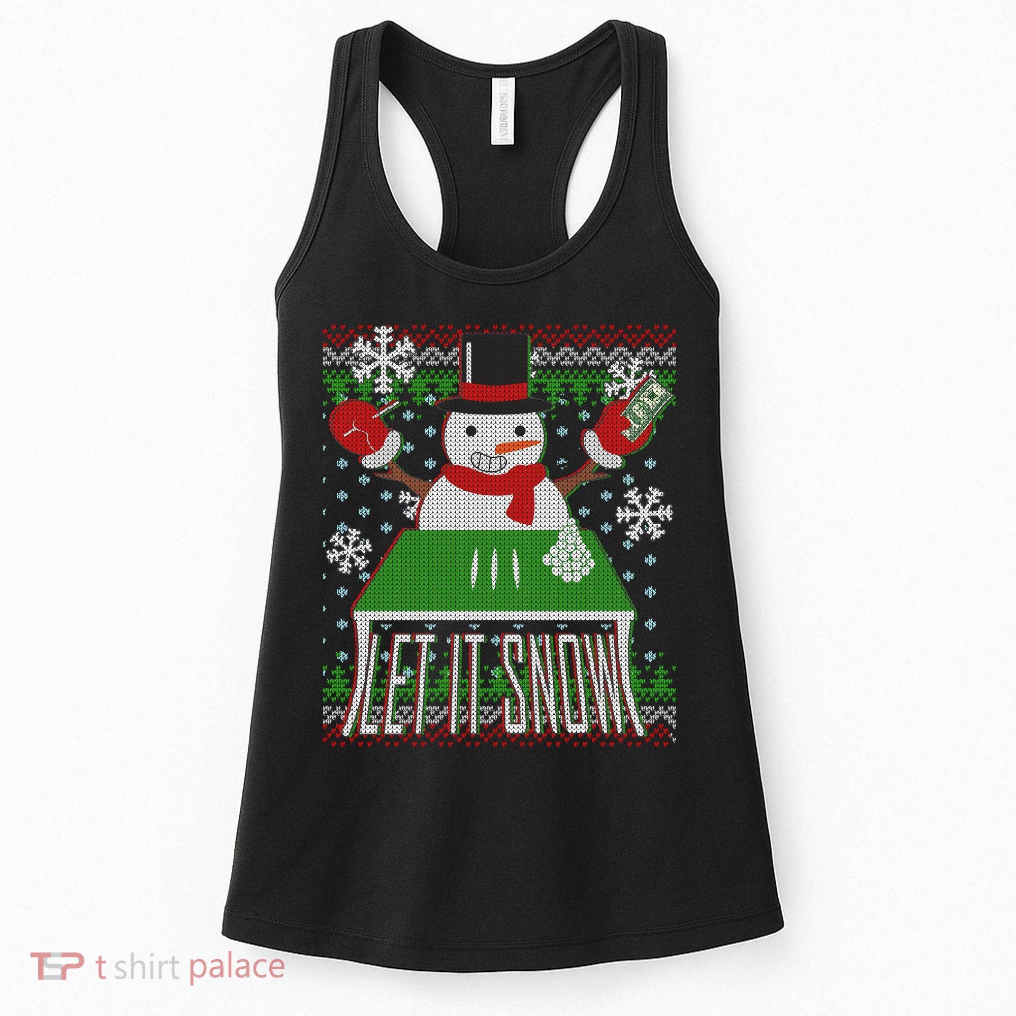 Ugly Christmas Sweater Let It Snow Frosty Snowman On Drugs Women's Tank Top