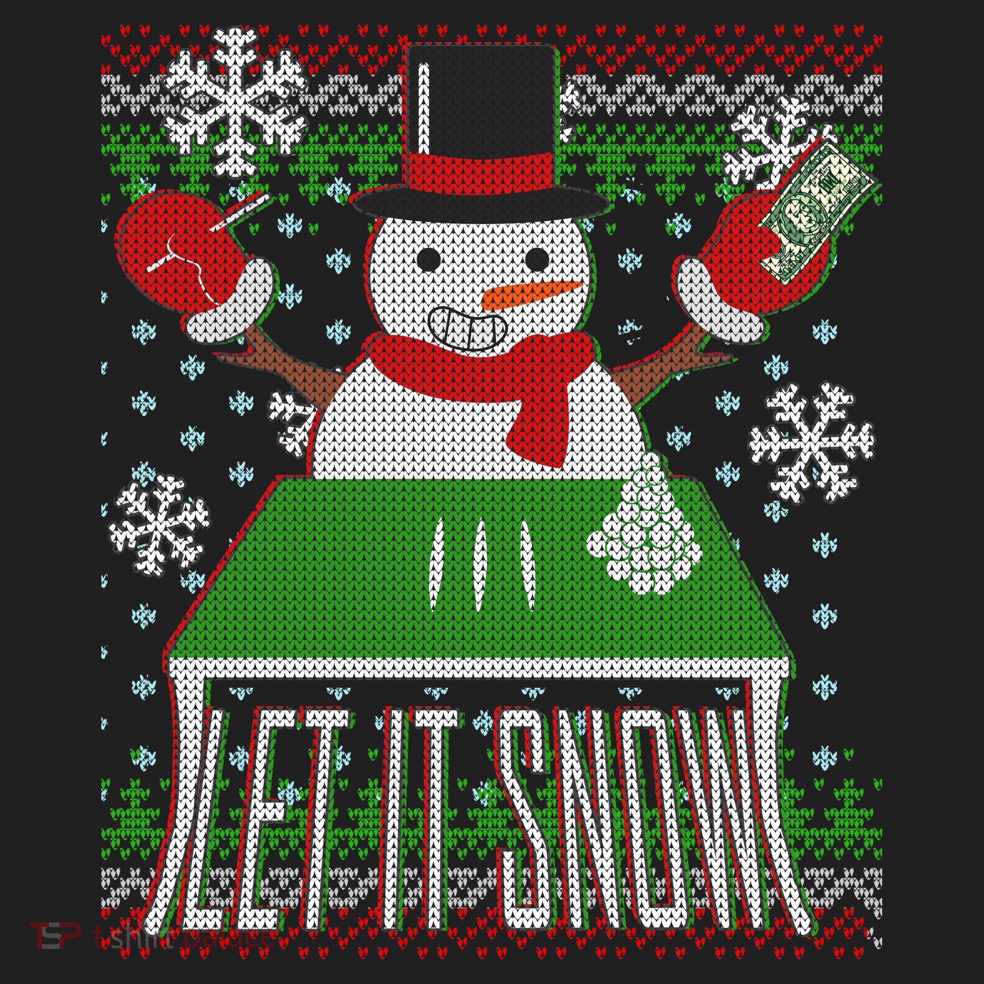 Ugly Christmas Sweater Let It Snow Frosty Snowman On Drugs Hat
