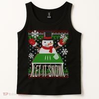 Ugly Christmas Sweater Let It Snow Frosty Snowman On Drugs Tank Top thumb 2