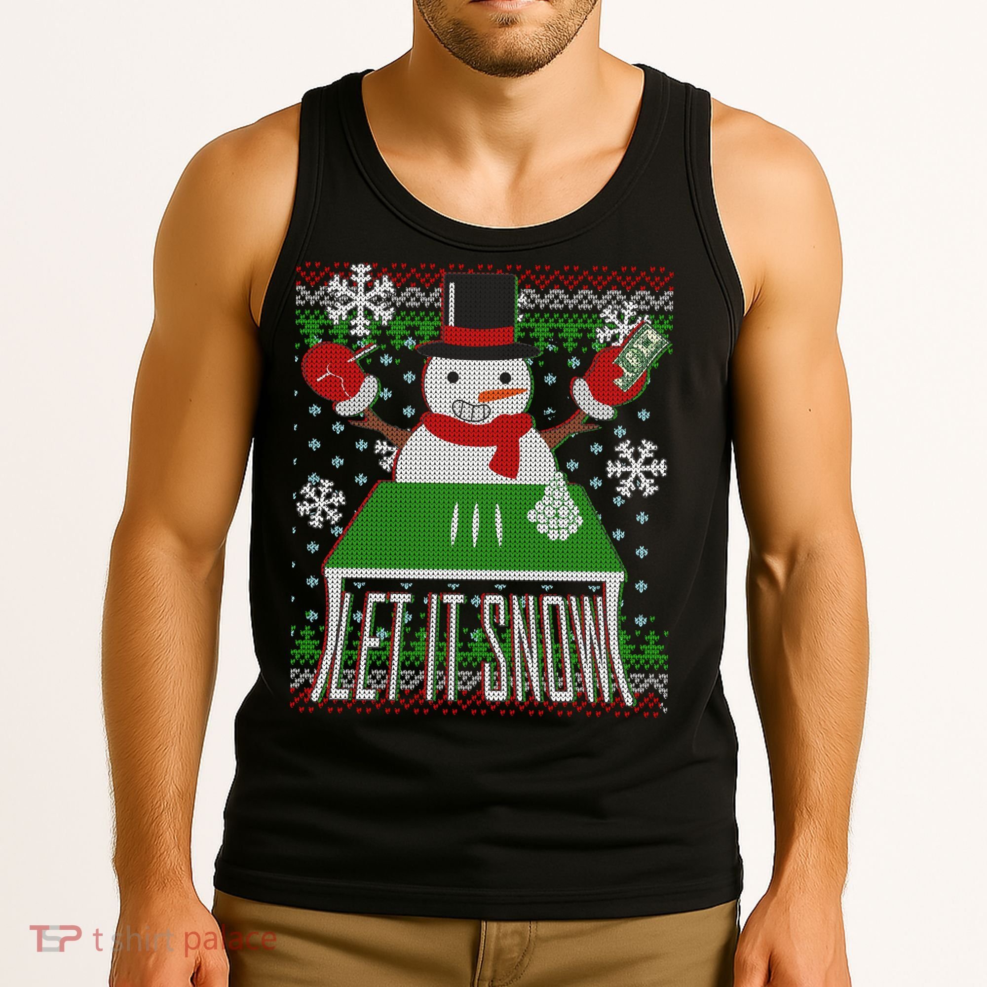 Ugly Christmas Sweater Let It Snow Frosty Snowman On Drugs Tank Top